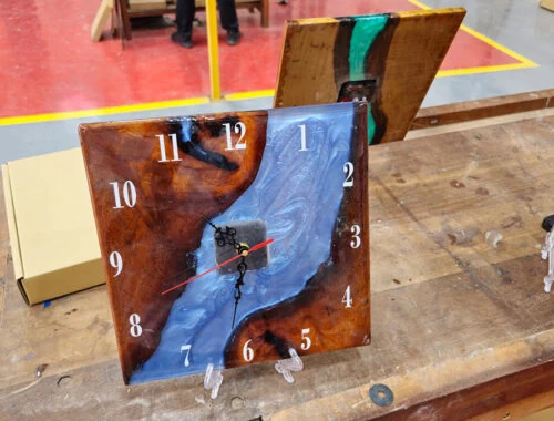 Timber and epoxy fabrication from the ME Floor team’s WISDEC course