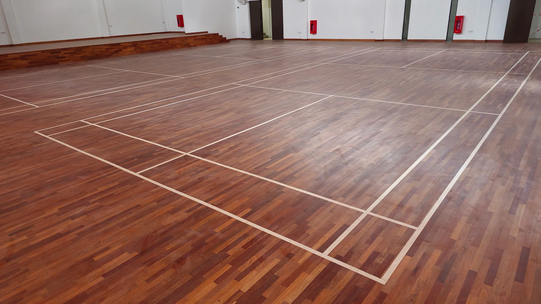 Sports Flooring at Bukit Kepong — solid merbau sports flooring, original project photograph 1