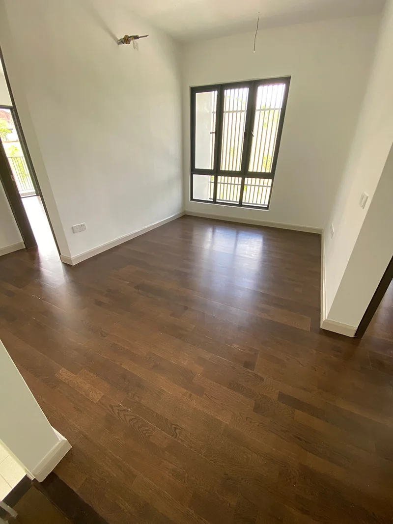 Trilia, Bukit Jelutong — three-strip engineered white oak · walnut stain, original project photograph 2