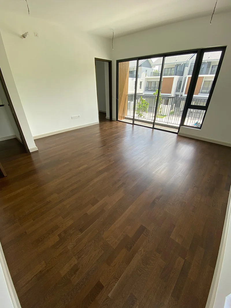 Trilia, Bukit Jelutong — three-strip engineered white oak · walnut stain, original project photograph 3